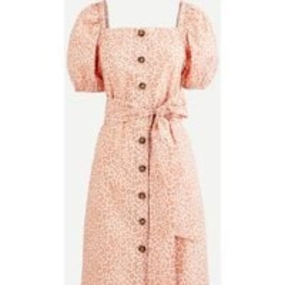 NEW J Crew Coquette Pink Puff Sleeve 🦋 Cottage Core Lolita Leopard Dress XS - Picture 6 of 8